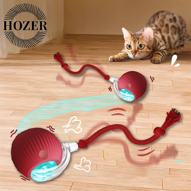 2Pcs Cat Interactive Ball Toys Automatic Rolling Ball Faux Tail Rechargeable Smart Pet Electric Toy Cat Training Imitate Mouse - Image 2