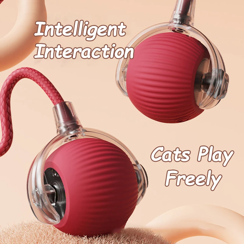 2Pcs Cat Interactive Ball Toys Automatic Rolling Ball Faux Tail Rechargeable Smart Pet Electric Toy Cat Training Imitate Mouse - Image 3