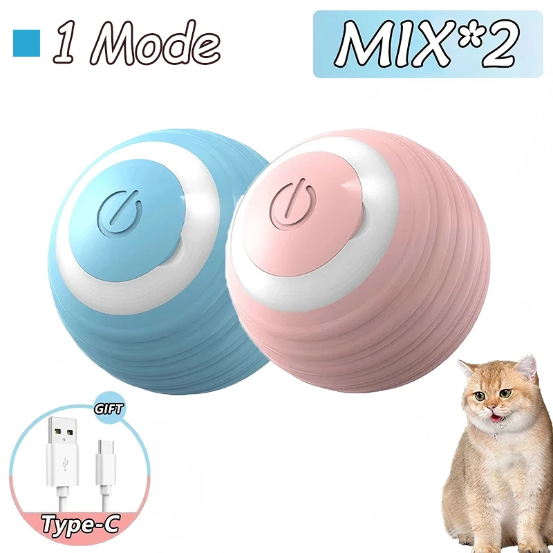 2Pcs Cat Interactive Ball Toys Automatic Rolling Ball Faux Tail Rechargeable Smart Pet Electric Toy Cat Training Imitate Mouse - Image 13