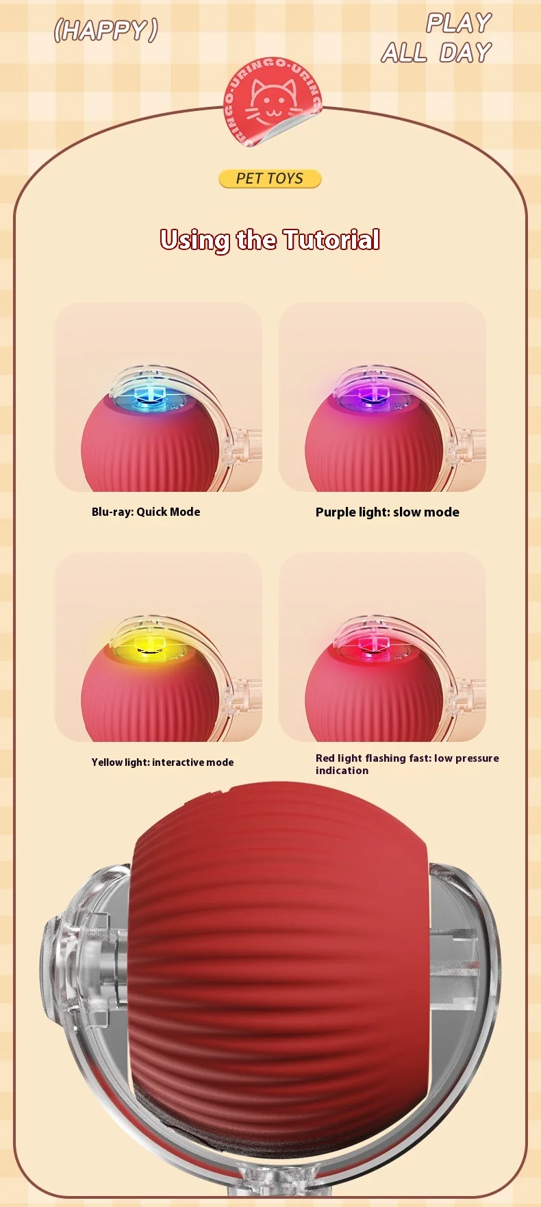 2Pcs Cat Interactive Ball Toys Automatic Rolling Ball Faux Tail Rechargeable Smart Pet Electric Toy Cat Training Imitate Mouse - Image 26