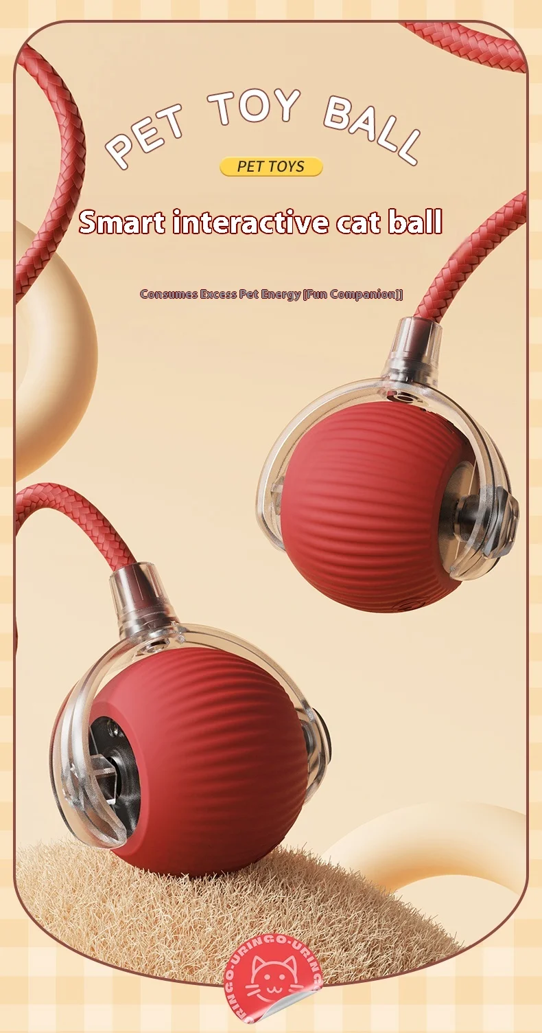 2Pcs Cat Interactive Ball Toys Automatic Rolling Ball Faux Tail Rechargeable Smart Pet Electric Toy Cat Training Imitate Mouse - Image 16