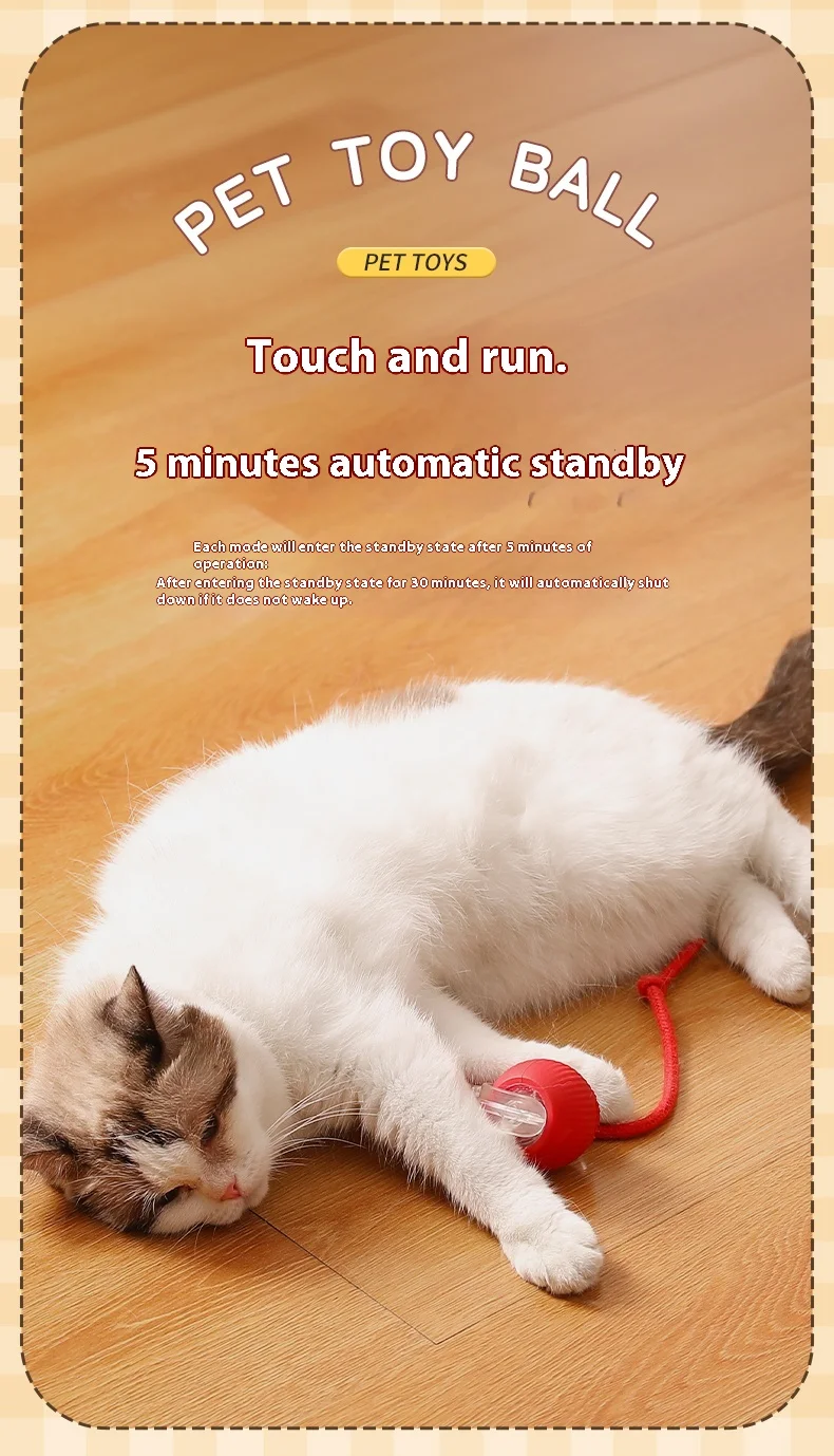 2Pcs Cat Interactive Ball Toys Automatic Rolling Ball Faux Tail Rechargeable Smart Pet Electric Toy Cat Training Imitate Mouse - Image 25
