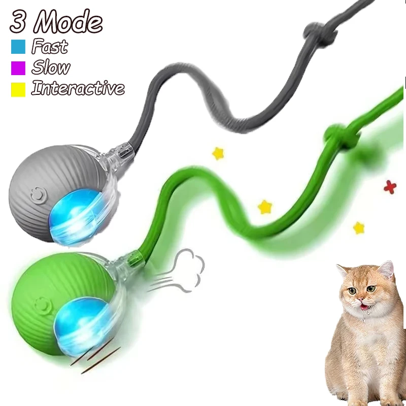 2Pcs Cat Interactive Ball Toys Automatic Rolling Ball Faux Tail Rechargeable Smart Pet Electric Toy Cat Training Imitate Mouse - Image 9