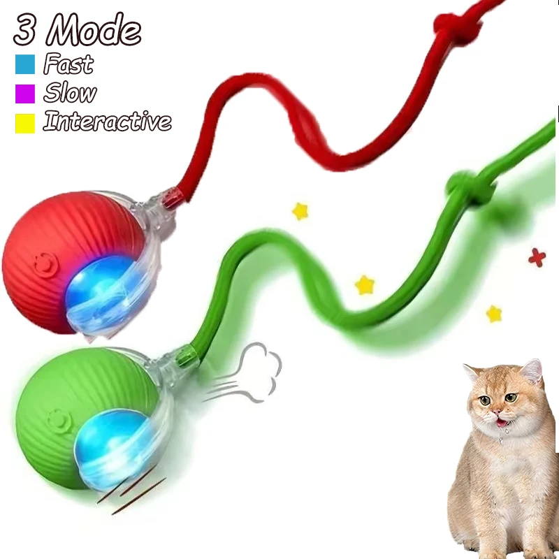 2Pcs Cat Interactive Ball Toys Automatic Rolling Ball Faux Tail Rechargeable Smart Pet Electric Toy Cat Training Imitate Mouse - Image 7