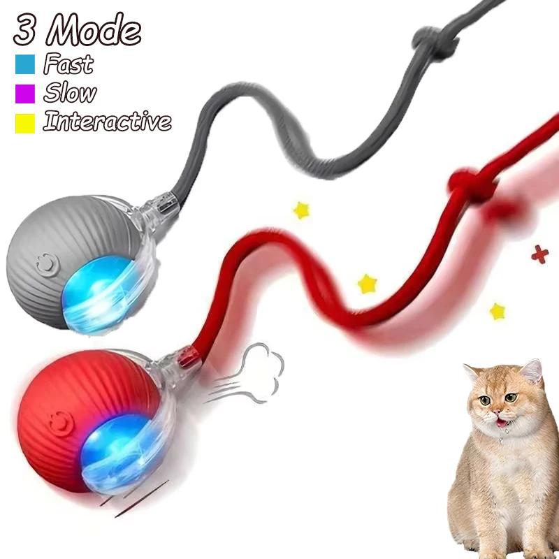 2Pcs Cat Interactive Ball Toys Automatic Rolling Ball Faux Tail Rechargeable Smart Pet Electric Toy Cat Training Imitate Mouse - Image 10